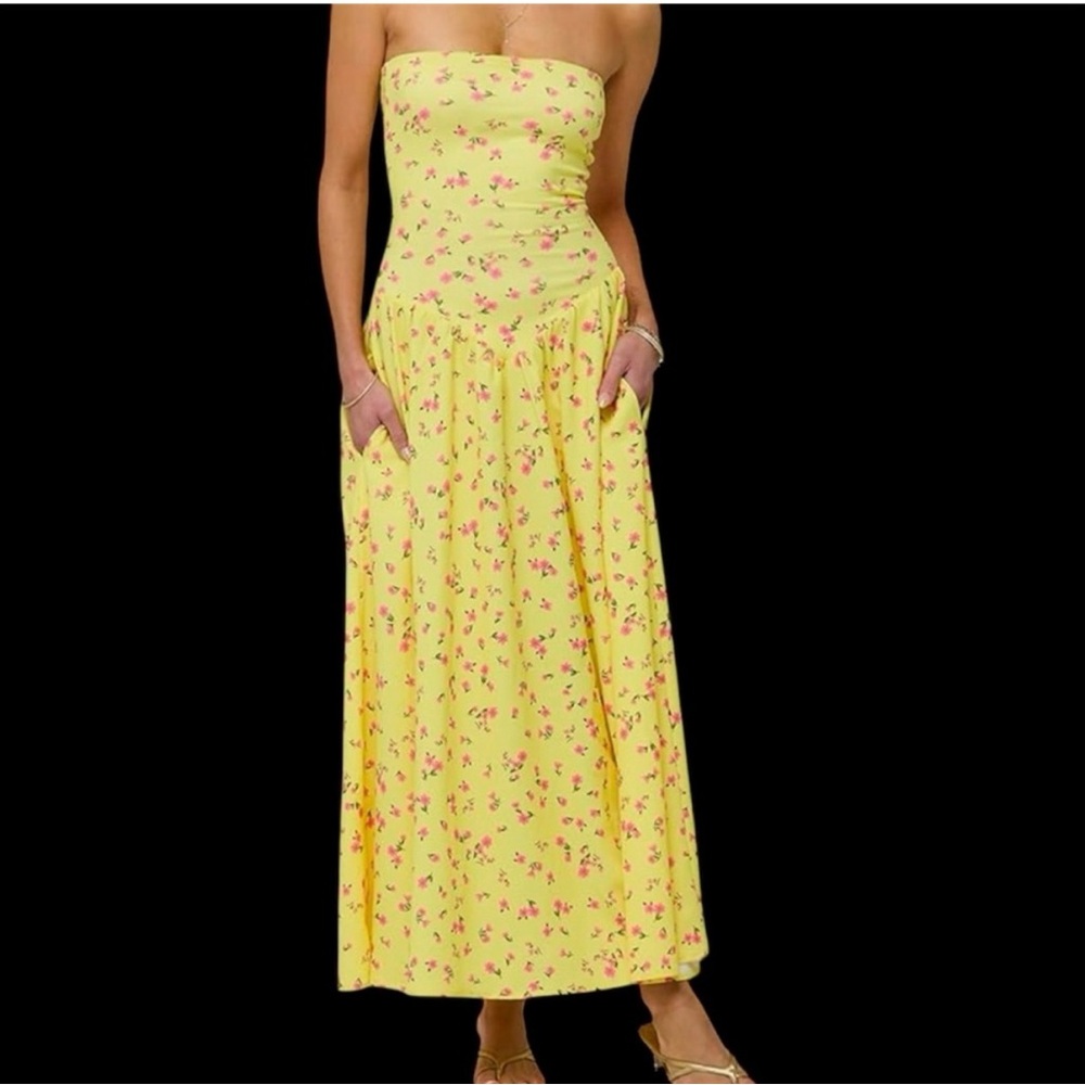 RESA Yellow Floral Midi Dress